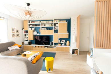 Design ideas for a mid-sized contemporary living room in Toulouse.