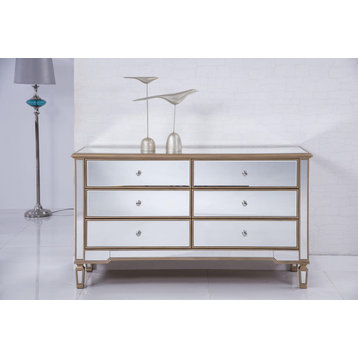 Console Cabinet Contemporary Brushed Steel Gold Solid Wood