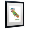 Marlene Watson 'California State Map-1' Art, Black Frame, 16"x20", White Matte