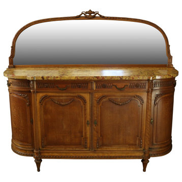 Consigned Antique Server Sideboard Mercier Signed Louis XVI Mirror Beech Marble