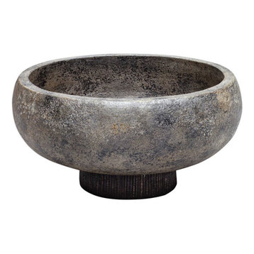 Bowery Hill Contemporary Decorative Bowl in Aged Black and Gold