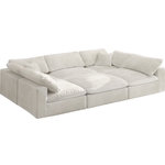 Meridian Furniture - Cozy Velvet Upholstered Comfort 6-Piece U-Shaped Modular Sectional, Cream - Bring home this Cozy 6-piece sectional for a fresh new look. Embrace casual elegance with this Cozy velvet cloud-like comfort modular fiber-filled seating option. Handsome from all angles, this piece features soft cream velvet upholstery to make it an easy fit in any room. This modular piece can be combined with other items in the Cozy collection to create a seating group of your dreams. The cushions on this piece are exceptionally comfortableand filled with fiber for luxury that you deserve as you rest and relax.