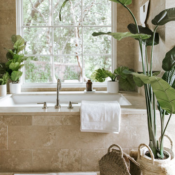 Spa Tub with Faux Greenery Collection Styled by Camille Styles