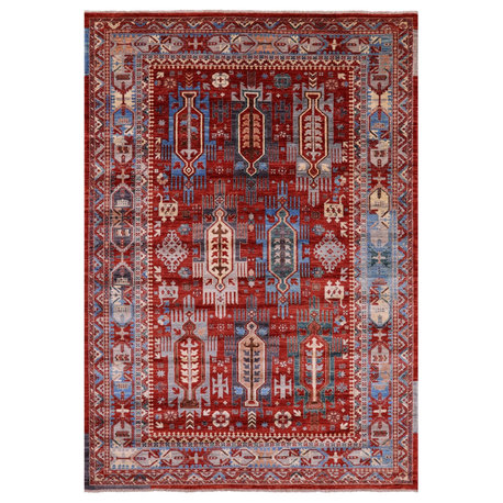 7' 0" X 10' 2" Tribal Fine Serapi Hand-Knotted Wool Rug - Q12206