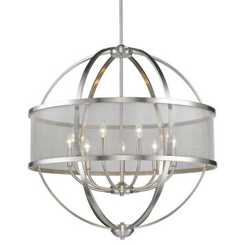 Colson PW 9 Light Chandelier (with shade) in Pewter