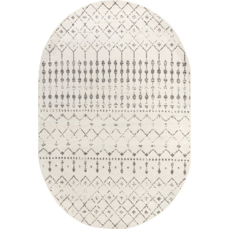 nuLOOM Moroccan Blythe Contemporary Area Rug, Gray 4' x 6' Oval