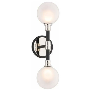Andromeda, Wall Sconce, Carbide Black & Polished Nickel Finish, Clear