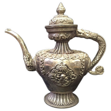 Tibetan Silver Coated Flagon Tea Pot