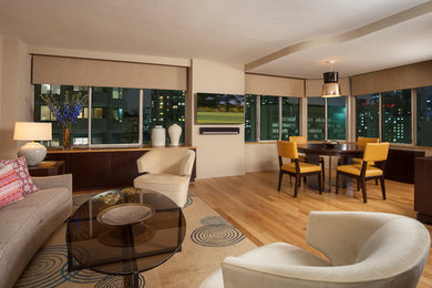 Trendy living room photo in New York