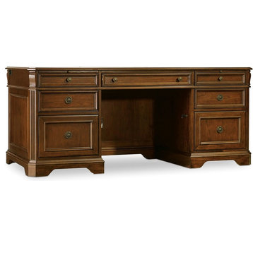 Hooker Furniture 281-10-583 72"W Poplar Wood Executive Desk - Medium Cherry