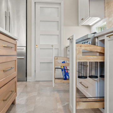 Side Profile of Base Cabinet Pull-Out Utensil Holder