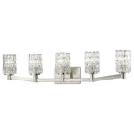 Z-Lite - Z-Lite 1931-5V-BN Aubrey 5 Light Vanity in Brushed Nickel - A contemporary haven is bejeweled with glam as this exquisite five-light vanity light becomes a focal point in a modern bath space. Crystal-like glass shades add an air of exclusivity to a fixture with a beautiful Brushed Nickel finish metal mount and arms, and an air of high-class, upscale elegance that frames a decadent vanity.