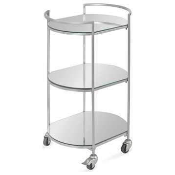 Vasseur Metal Bar Cart, Silver 19x15x30