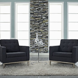 Florence Style Dark Gray Wool Loft Club Chair - Armchairs And Accent Chairs