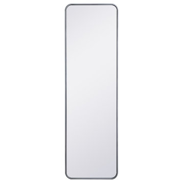 Ellis Soft Corner Metal Rectangular Mirror, 18"x60", Silver