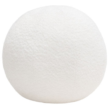 Single 14" Round Accent Pillow Ball in White Faux Shearling by Diamond Sofa