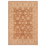 Bareens Designer Rugs - Bohemien Ziegler Penelope Brown Beige Hand-Knotted Wool Rug - 8'0'' x 9'10'' - Enhance the ambiance of your home with this magnificent Persian-influenced Turkish hand-knotted rug made by skilled artisans capable of creating the most exceptional vegetable dyes and hand-spun wool. This exquisite handmade rug is a one-of-a-kind Peshawar Kafkaz, otherwise identified as Chobi, Chobi Peshawar, Oushak, or Ziegler rug. These handmade rugs are crafted in Pakistan utilizing superior-quality wool imported from Australia, New Zealand, and Korea in two types of weaves: the Persian weave and the Mori weave. This rug is meticulously crafted by hand using the finest natural vegetable dyes extracted from local plants. The artisans use a blend of hand-spun local and fine merino wool, resulting in a rug with a compelling texture, higher lanolin content, and longer staple. The artisans occasionally incorporate natural or artificial silk into the pile to enhance specific motifs. The finished product is an awe-inspiring execution of flawless design and an understated palette that exudes elegance.