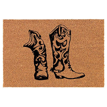 Coir Doormat Cowboy Cowgirl Boots (24" x 16" Small)