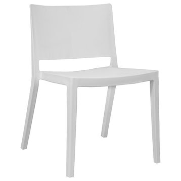 Mod Made Modern Plastic Dining Side Chair, Set of 4, White