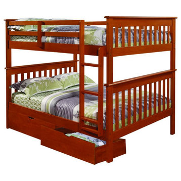 Full/Full Mission Bunk Bed W/Dual Under Bed Drawers