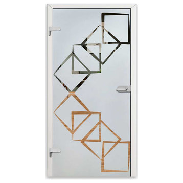 Hinged Glass Door Semi Private with Frosted Design, 26"x80" Inches, Right