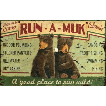 Run-A-Muk Vintage Wooden Sign, 20"x32"