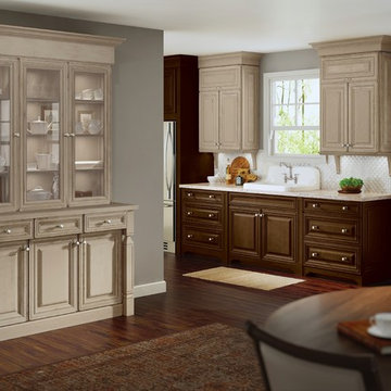 KraftMaid: Aged Papyrus and Hazel Suede Kitchen