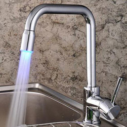 LED Centerset Contemporary Chrome Kitchen Tap T1890F - Kitchen Faucets