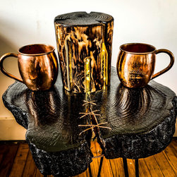 Copper Infused Shou Sugi Ban Side Table - Side Tables And End Tables