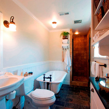 A former, attached 2-car garage became, in part, this brand new master bathroom