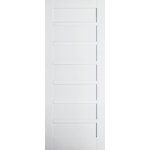 JELD-WEN - Moda 7-Panel Interior Door, 83.8x198.1 cm - Bring contemporary flair to your living space with the Moda 7-Panel Interior Door. Measuring 83.8 by 198.1 centimetres, this door is characterised by a sleek white primed finish and a striking panel design. Jeld-Wen is driven by sustainability, innovation and efficiency, offering an extensive range of windows, doors and stairs to enhance your home.