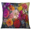 Bouquet of Rose Daisy And Gerbera Floral Throw Pillow, 18"x18"