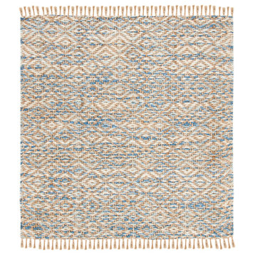 Safavieh Vintage Leather Collection NF822A Rug, Natural/Blue, 6' X 6' Square