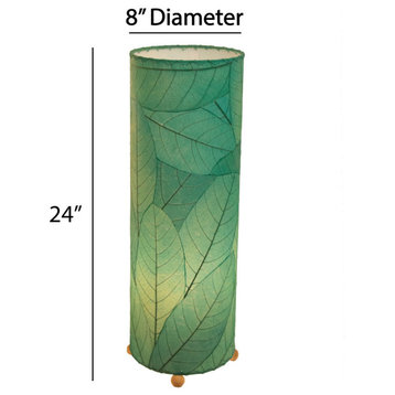 24 Inch Cocoa Leaf Cylinder Table Lamp Sea Blue