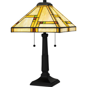 Quoizel TF16136MBK 2-Light Table Lamp, Tiffany