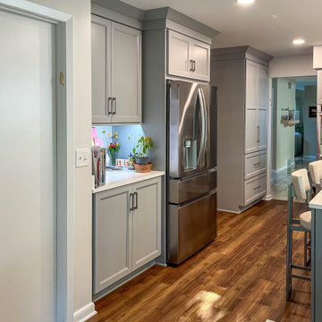 Custom Two Tone Gray Kosher Kitchen with Quartz Countertops