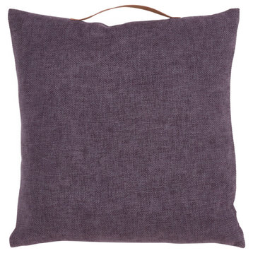 Handle Design Chenille Throw Pillow, Purple, 18", Poly Filled