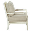 Kaylee Spindle Chair, Linen Fabric With Antique White Frame