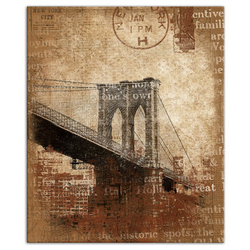Brooklyn Bridge Distressed 20x24 Canvas Wall Art