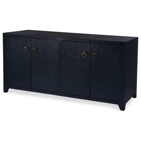 Bar Harbor Raffia 4 Door 70" Sideboard, Navy Blue