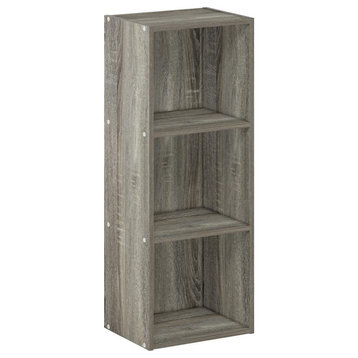 Furinno Pasir 3-Tier No Tool Assembly Open Shelf Bookcase, French Oak