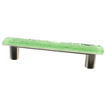 Glass Storm Studios - Green Mist Handmade Glass, Long Pull - Textured, layered and glittering light green glass. All our products are handmade to order.  Important: Do not use an electric drill or electric screwdriver.