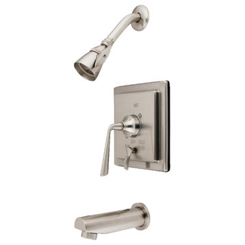 Kingston Brass Tub and Shower Faucet With Diverter, Brushed Nickel