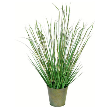 41" Green Reed Grass In Iron Pot