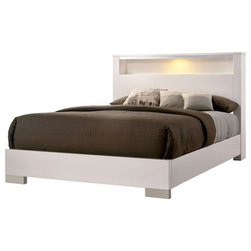 Furniture of America Quaker Contemporary Wood Queen Bed in White