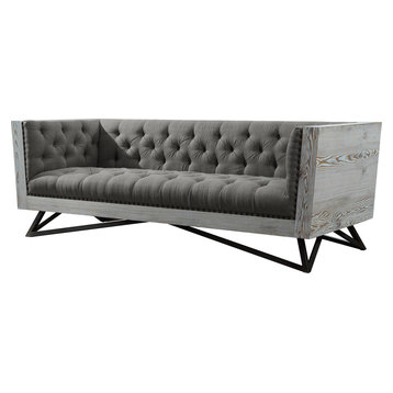 Armen Living Regis Tufted Sofa in Gray and Black