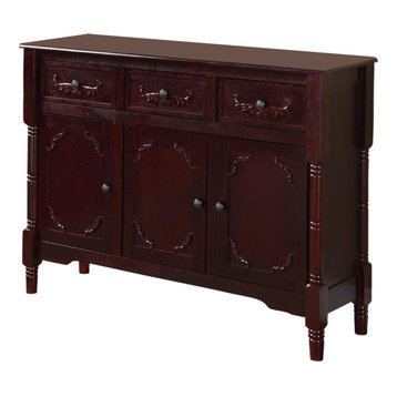Wood Console Sideboard Table with Drawers and Storage, Cherry