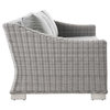 Conway Outdoor Patio Wicker Rattan Sofa, Light Gray/Gray