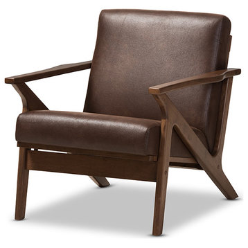 Bianca Lounge Chair - Dark Brown, " Walnut" Brown