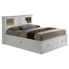 Acme Louis Philippe lll King Storage Bed in Real White 24487EK